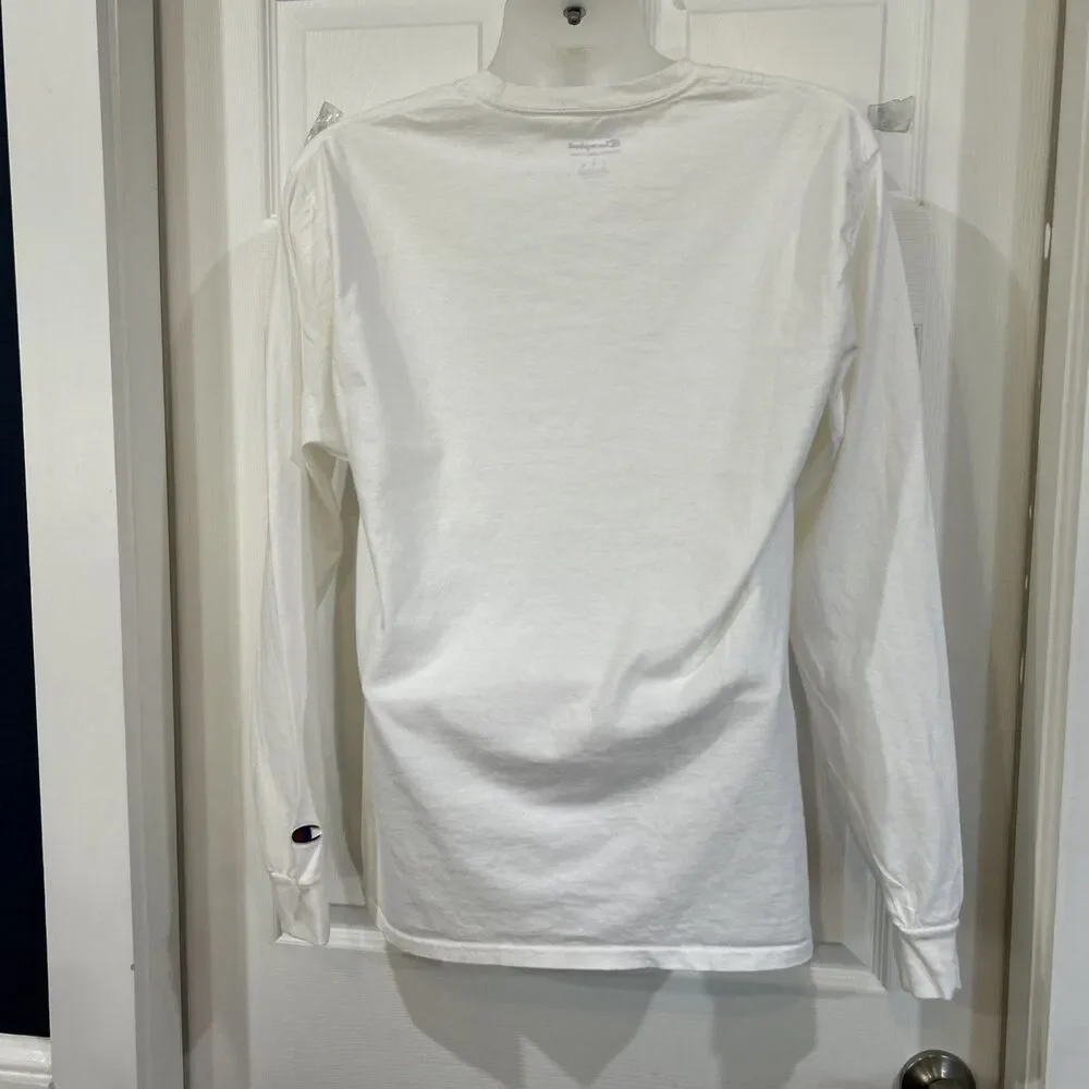 Champion Authentic Athleticwear Men's L White Logo Crew Neck Long Sleeve T-Shirt - Picture 5 of 6